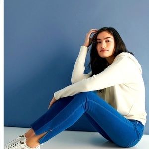 Express mid rise raw hem slit ankle skinny jeans